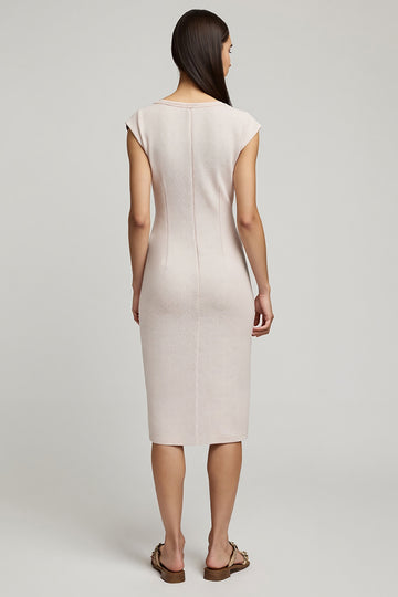 Light Pink Sheath Midi Work Dress with Slit